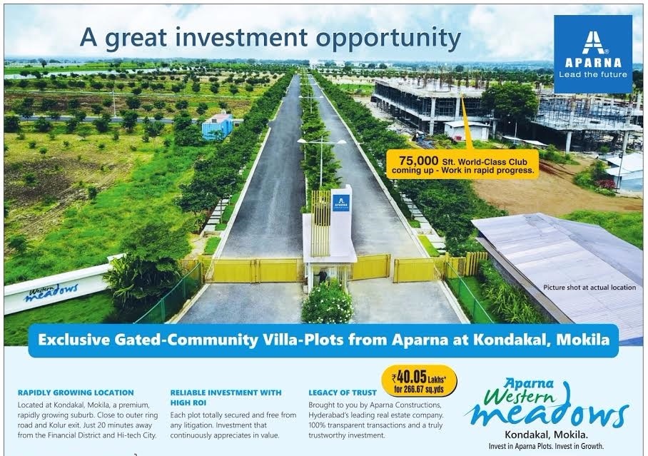 A great investment opportunity with exclusive gated community villa-plots at Aparna Western Meadows in Hyderabad Update